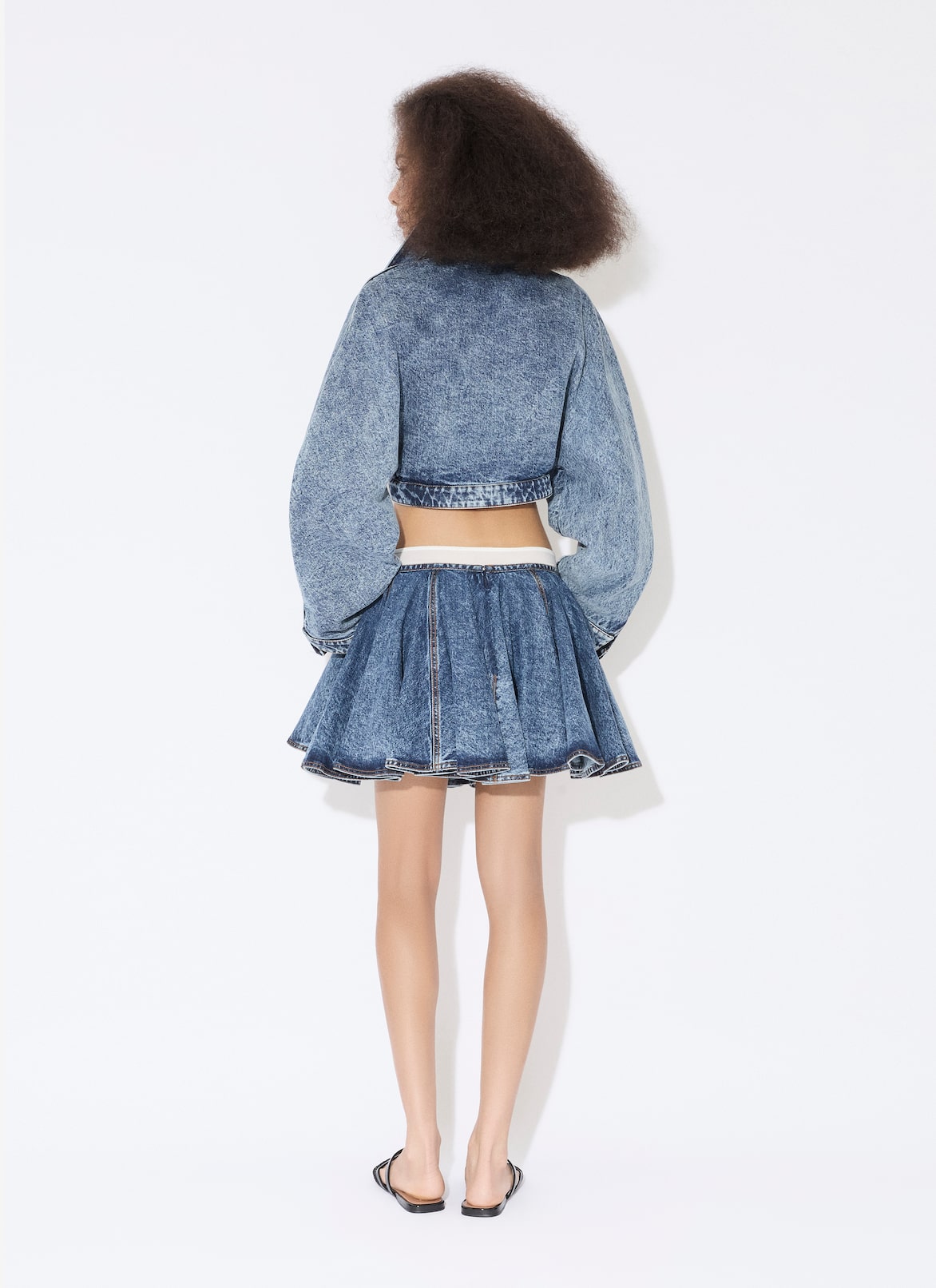 DENIM SKATER SKIRT ALAÏA RUSSIAN BLUE DENIM SKATER SKIRT